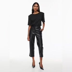 Babaton Aritzia Command Cropped Faux Leather Black Pant Size 0